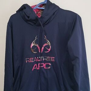 Heavy RealTree APC Woman's Large Hooded Sweater Navy Blue